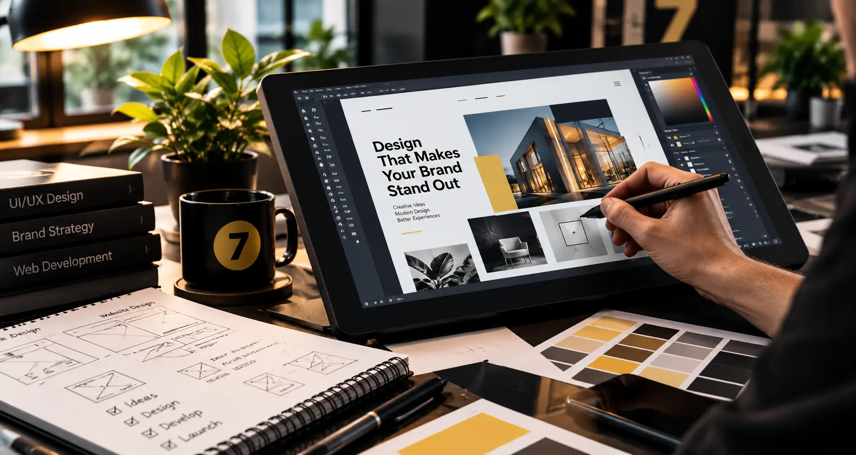 Digital visual design on a pen tablet